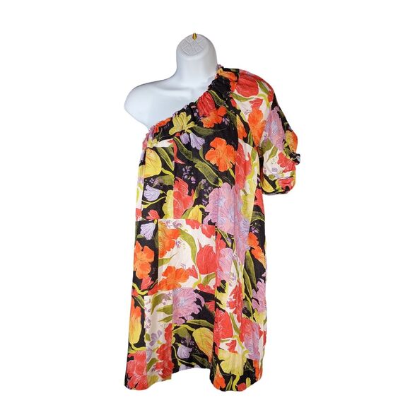 Yukiko Noritake x Anthropologie One-Shoulder Mini Shift Dress Floral XS Petite - Picture 1 of 6